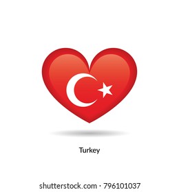 Love Turkey - heart flag. Vector EPS10 Illustration.