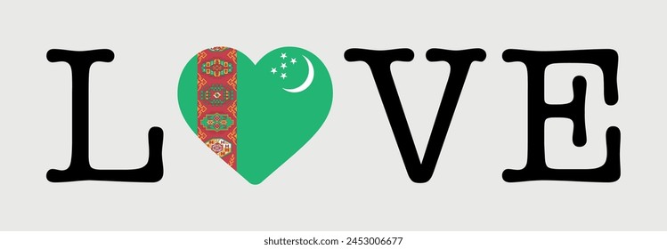 I Love Turkmenistan flag heart icon vector illustration