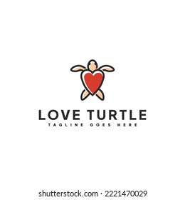 Rotes Farbschildkrötenlogo für Love-Schildkröten-Logo