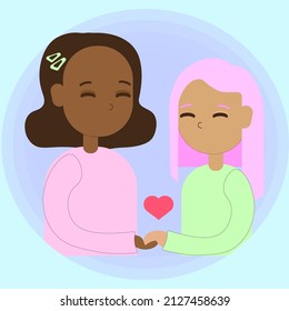 the love of two girls. lgbt. icon for presentations, postcards.