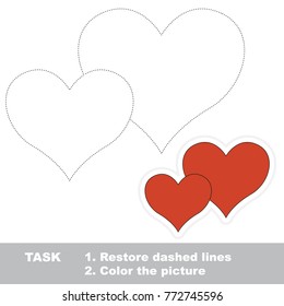 Love - Two Heart Shapes. Dot to dot educational game for kids.