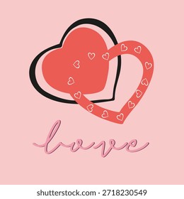 Amor. Dos corazones entrelazados de diferentes Formas sobre un fondo desnudo. Antiguas. Para una tarjeta de San Valentín, boda, confesión de amor, cumpleaños, día de la madre, aniversario, saludos.