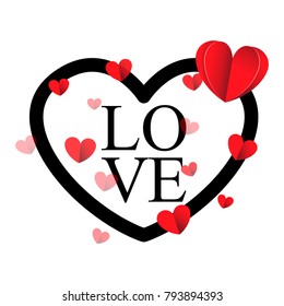 LOVE Typographic Lettering, Happy Valentine's Day Greetings Card. Romantic Holidays, Valentine's Day greeting card design template