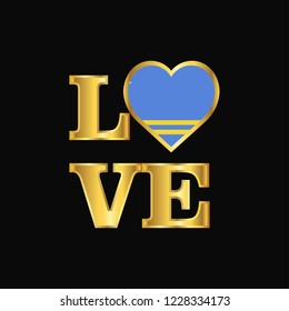 Love typography Aruba flag design vector Gold lettering