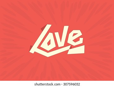 Love typography with background design/Greeting card template with text /ribbon writing font vector 