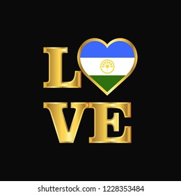 Love typography Bashkortostan flag design vector Gold lettering
