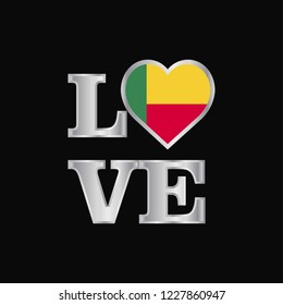 Love typography Benin flag design vector beautiful lettering