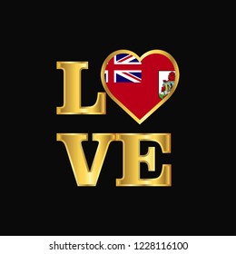 Love typography Bermuda flag design vector Gold lettering