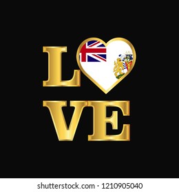 Love typography British antarctic Territory flag design vector Gold lettering