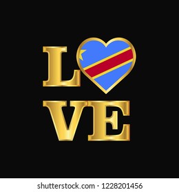 Love typography Comoros flag design vector Gold lettering
