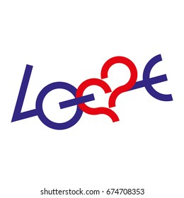 Love typography. Creative love logotype. Arrow pierced heart. Arrow pierced letters.
