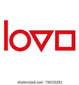 Love typography. Creative love logotype. Geometric love.