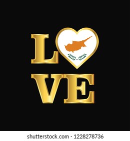 Love typography Cyprus flag design vector Gold lettering