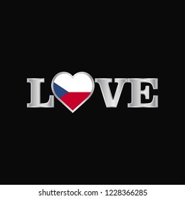 Love typography with Czech Republic flag design vector