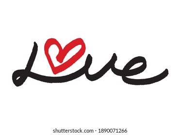 Love typography decorated with heart, vector