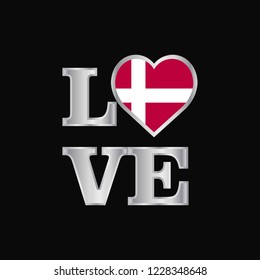 Love typography Denmark flag design vector beautiful lettering