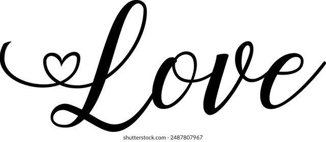 Love typography design on plain white transparent isolated background for card, shirt, hoodie, sweatshirt, apparel, tag, mug, icon, poster or badge