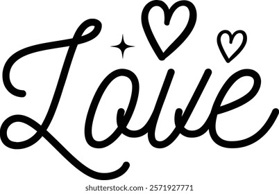 Love typography design on plain white transparent isolated background for card, shirt, hoodie, sweatshirt, apparel, tag, mug, icon, poster or badge