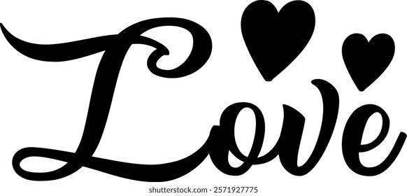 Love typography design on plain white transparent isolated background for card, shirt, hoodie, sweatshirt, apparel, tag, mug, icon, poster or badge