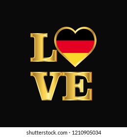 Love typography Germany flag design vector Gold lettering