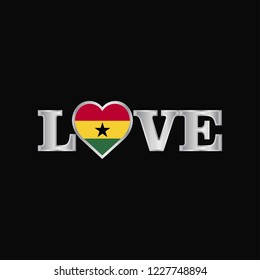 Love typography with Ghana flag design vector