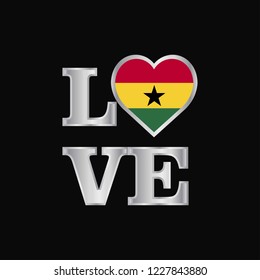 Love typography Ghana flag design vector beautiful lettering