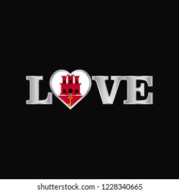 Love typography with Gibraltar flag design vector