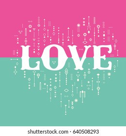 love typography graphic design. Vector illustration