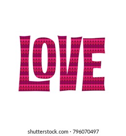 love typography graphic with heart pattern vector graphic