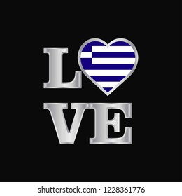 Love typography Greece flag design vector beautiful lettering