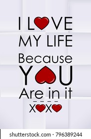 Love typography greeting background for Happy Valentine's Day. Vector illustration