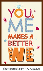 Love typography greeting background for Happy Valentine's Day. Vector illustration