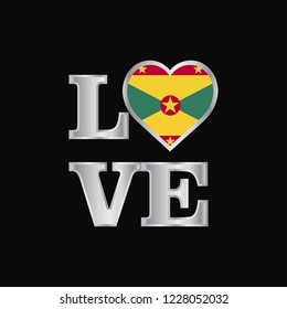 Love typography Grenada flag design vector beautiful lettering