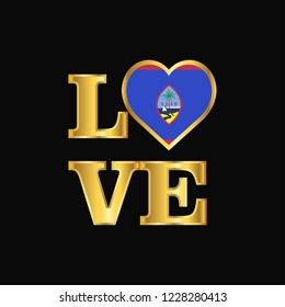 Love typography Guam flag design vector Gold lettering