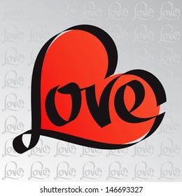 Love typography. Heart typography. Love calligraphy.