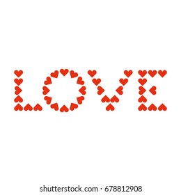 Love typography. Heart typography. Creative love logotype. Letters from hearts.