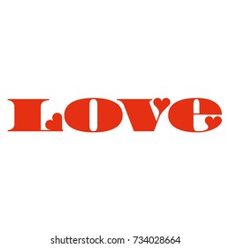 Love typography. Heart typography. Creative love logotype. Letters from hearts.