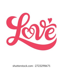 Tipografia do amor com elemento de design do coração