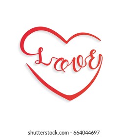 Love typography with heart icon