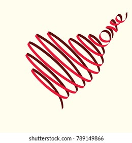 Love typography. Heart typography. Love ribbon typography. Love calligraphy.