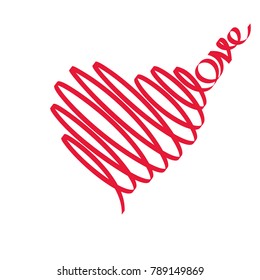 Love typography. Heart typography. Love ribbon typography. Love calligraphy.