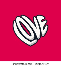 love typography heart shape outline