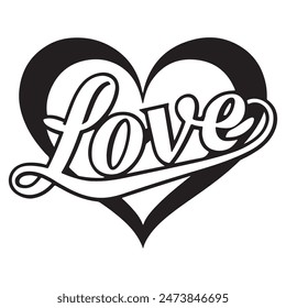 Love Typography in a heart in vector