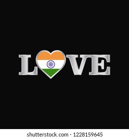 Love typography with India flag design vector