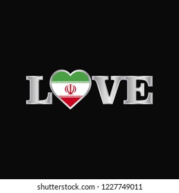 Love typography with Iran flag design vector