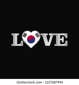 Love typography with Korea South flag design vector