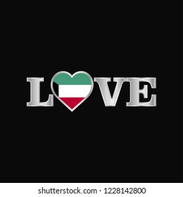 Love typography with Kuwait flag design vector