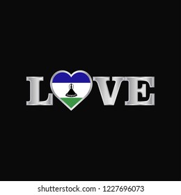 Love typography with Lesotho flag design vector