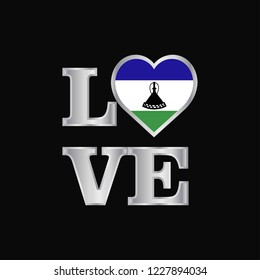 Love typography Lesotho flag design vector beautiful lettering