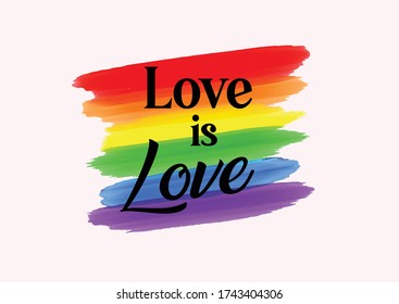 Love is love typography. LGBTQ pride month